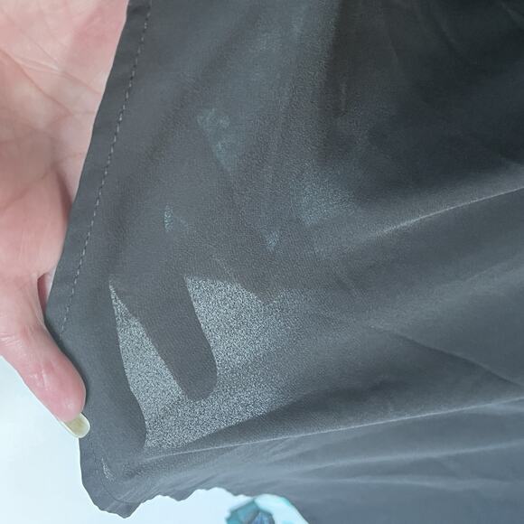 Blouse Blue Black Multi-media Semi Sheer Vibrant Artsy Event Career Party SZ 2X - Picture 5 of 9